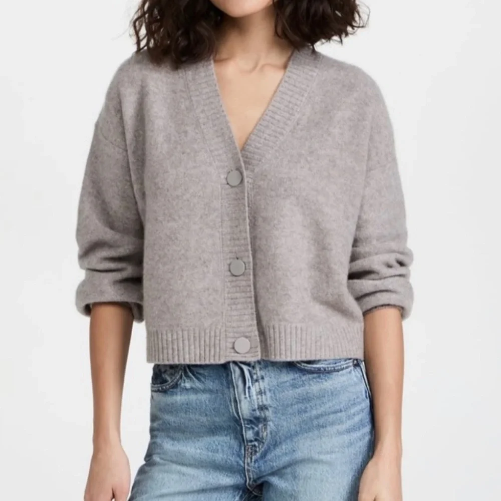 Club Monaco Boiled Cashmere Cardigan Sweater Button Down V-Neck Gray Size XS - Picture 10 of 11